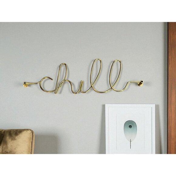 "Chill" Gold Wire Wall Art Decor - Picture 1 of 7